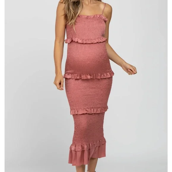slim fit dress slacks Burgundy Off Shoulder Fitted Maternity Midi Dress – The Prissy Pelican main image 1